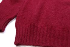 画像5: 80s USA製 EddieBauerエディーバウアー 無地 サドルショルダー シェットランド ウールニット セーター ワインレッド MT (5)