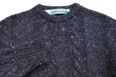 画像3: 英国製 CONTINENTAL DIVIDE ケーブル編み ネップ入り ウールニット セーター チャコールグレー L★フィッシャーマン (3)