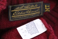 画像4: 80s USA製 EddieBauerエディーバウアー 無地 サドルショルダー シェットランド ウールニット セーター ワインレッド MT (4)