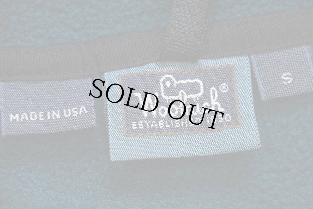 画像4: 90s USA製 Woolrichウールリッチ Heavenly Lake Tahoe 刺繍 スナップT プルオーバー フリース グリーン S (4)