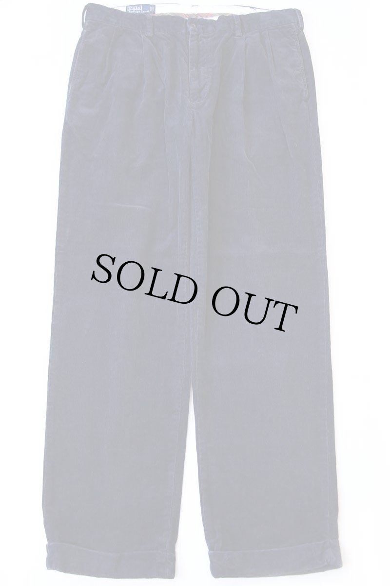 画像2: 90s ポロ ラルフローレン HAMMOND PANT ツータック コットン コーデュロイパンツ 紺 W38 L32 (2)