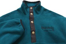 画像3: 90s USA製 Woolrichウールリッチ Heavenly Lake Tahoe 刺繍 スナップT プルオーバー フリース グリーン S (3)