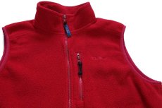 画像3: 90s USA製 L.L.Bean ロゴ刺繍 フリースベスト 赤 M-R (3)