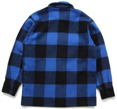 画像2: USA製 BEMIDJI WOOLEN MILLS ベミジ バッファローチェック ウールシャツジャケット 青×黒 M (2)