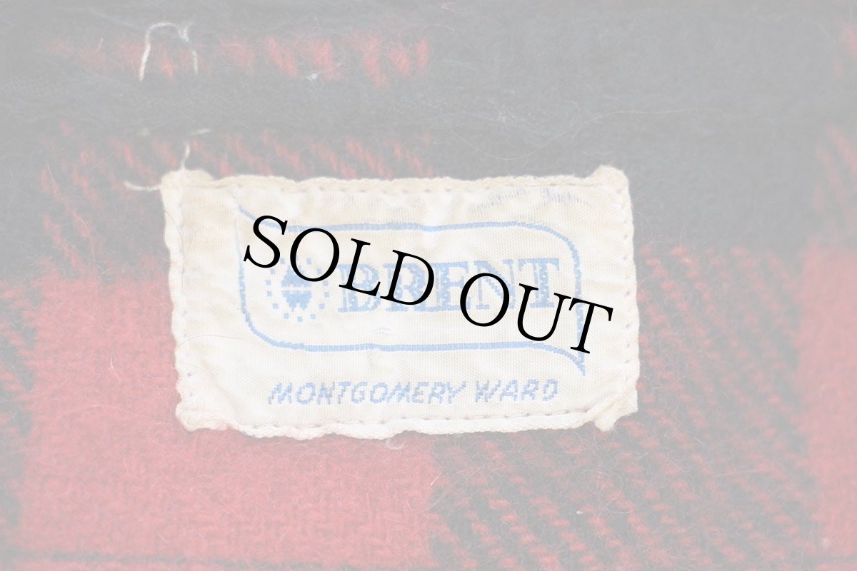 画像4: 60s MONTGOMERY WARD BRENT バッファローチェック マチ付き ウールシャツ 赤×黒 (4)