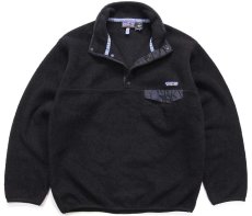 画像2: 00s USA製 patagoniaパタゴニア シンチラ フリース スナップT 黒 M (2)
