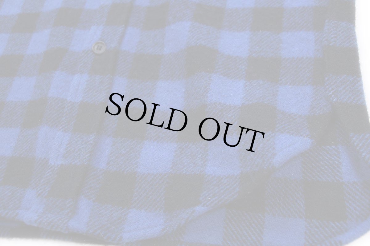 画像5: 80s Woolrichウールリッチ バッファローチェック ウールシャツ 青×黒 (5)