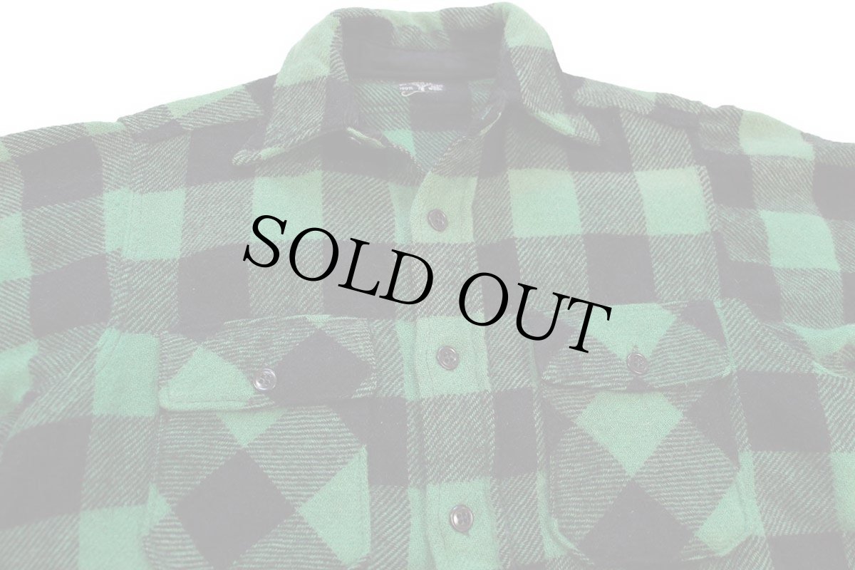 画像3: 60s WINTER KING バッファローチェック マチ付き ウールシャツ 緑×黒 (3)