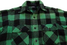 画像3: 60s WINTER KING バッファローチェック マチ付き ウールシャツ 緑×黒 (3)