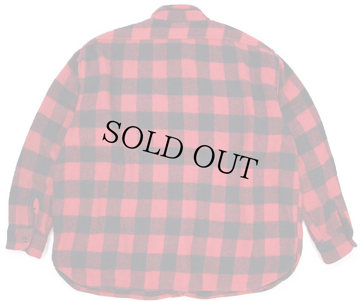 画像2: 60s MONTGOMERY WARD BRENT バッファローチェック マチ付き ウールシャツ 赤×黒 (2)