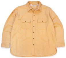 画像1: 70s L.L.Bean 筆記体タグ 無地 コットン シャモアクロスシャツ 薄オレンジ 18 (1)