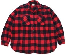 画像1: 60s MONTGOMERY WARD BRENT マチ付き バッファローチェック ウールシャツ 赤×黒 (1)