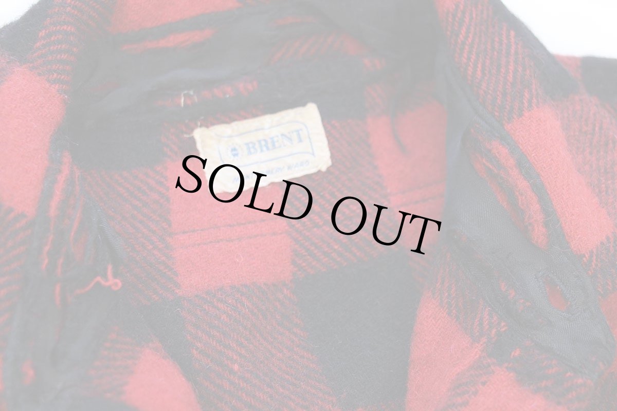 画像5: 60s MONTGOMERY WARD BRENT バッファローチェック マチ付き ウールシャツ 赤×黒 (5)