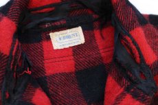 画像5: 60s MONTGOMERY WARD BRENT マチ付き バッファローチェック ウールシャツ 赤×黒 (5)