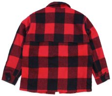 画像2: 70s Woolrichウールリッチ バッファローチェック マッキーノ ウールジャケット 赤×黒 (2)