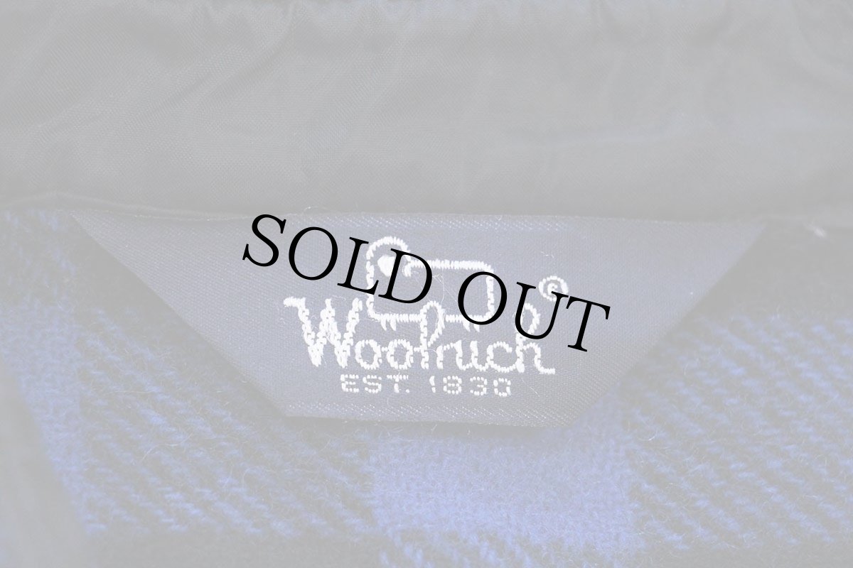 画像4: 80s Woolrichウールリッチ バッファローチェック ウールシャツ 青×黒 (4)