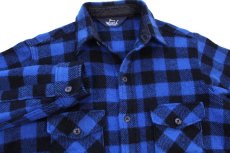 画像3: 80s Woolrichウールリッチ バッファローチェック ウールシャツ 青×黒 (3)