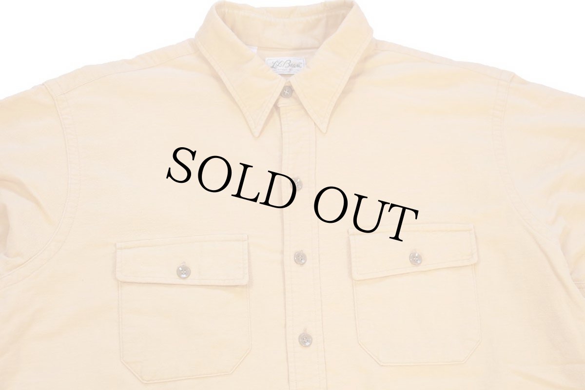 画像3: 70s L.L.Bean 筆記体タグ 無地 コットン シャモアクロスシャツ 薄オレンジ 18 (3)