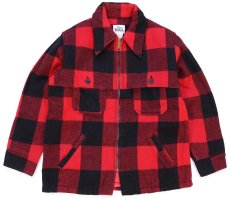 画像1: 70s Woolrichウールリッチ バッファローチェック マッキーノ ウールジャケット 赤×黒 (1)