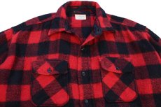 画像3: 60s MONTGOMERY WARD BRENT マチ付き バッファローチェック ウールシャツ 赤×黒 (3)