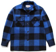 画像1: USA製 BEMIDJI WOOLEN MILLS ベミジ バッファローチェック ウールシャツジャケット 青×黒 M (1)