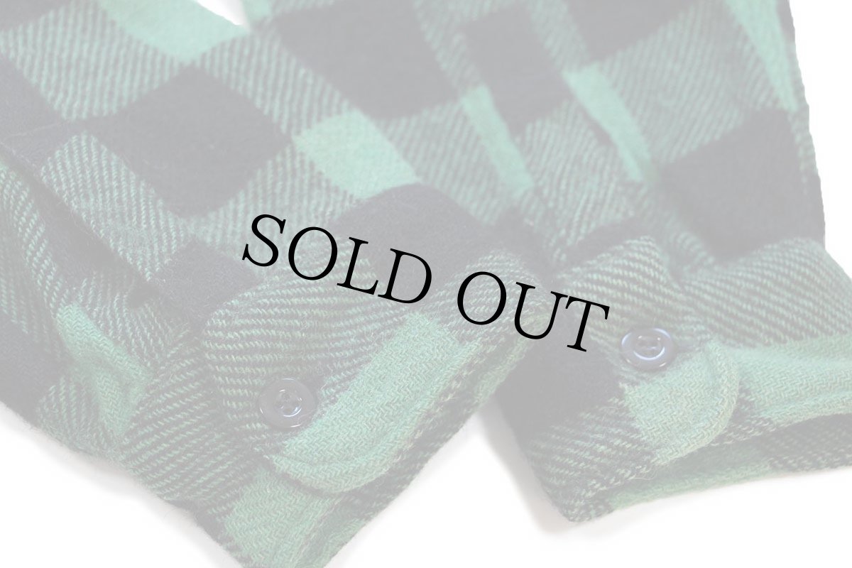 画像6: 60s WINTER KING バッファローチェック マチ付き ウールシャツ 緑×黒 (6)