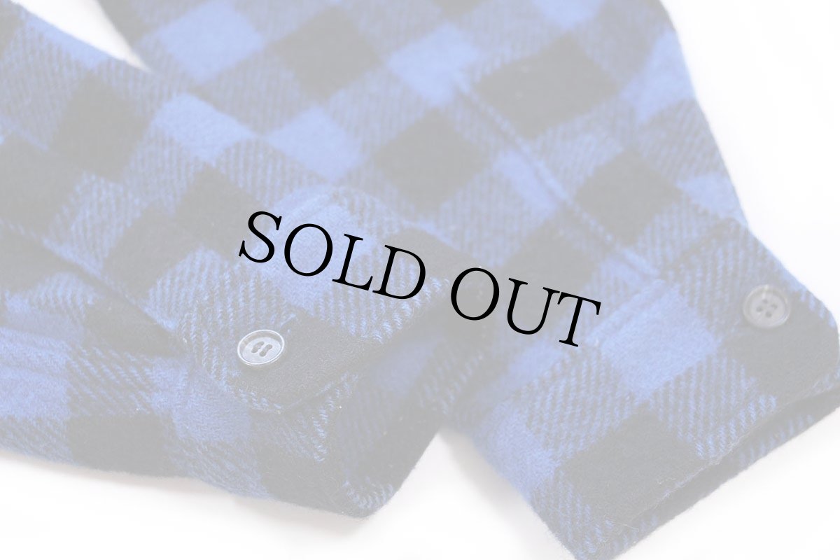 画像6: 80s Woolrichウールリッチ バッファローチェック ウールシャツ 青×黒 (6)