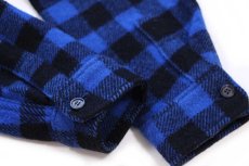 画像6: 80s Woolrichウールリッチ バッファローチェック ウールシャツ 青×黒 (6)