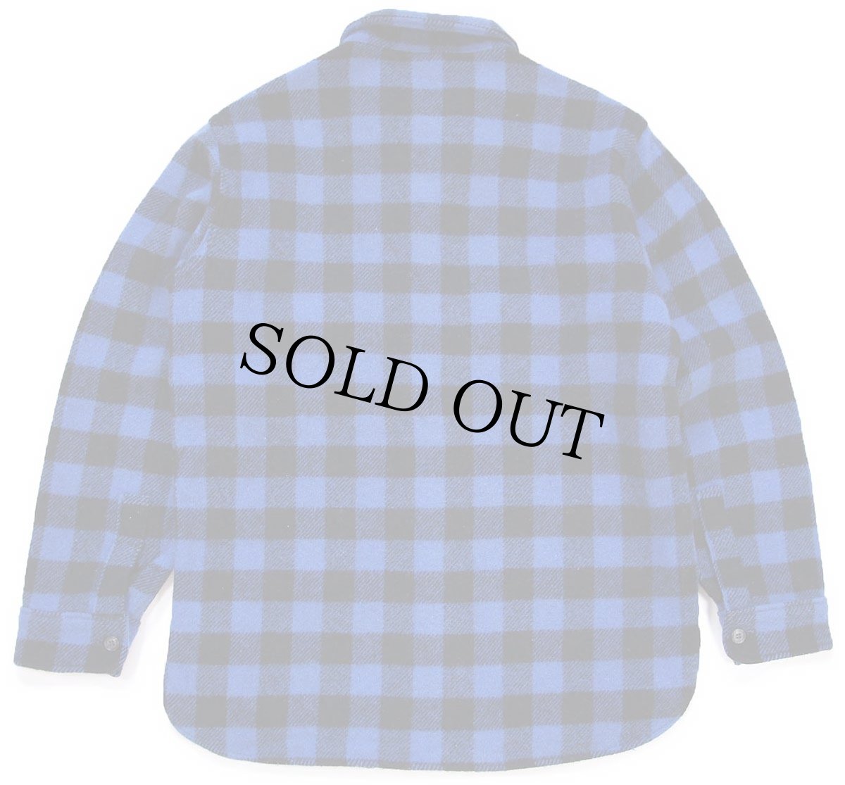 画像2: 80s Woolrichウールリッチ バッファローチェック ウールシャツ 青×黒 (2)