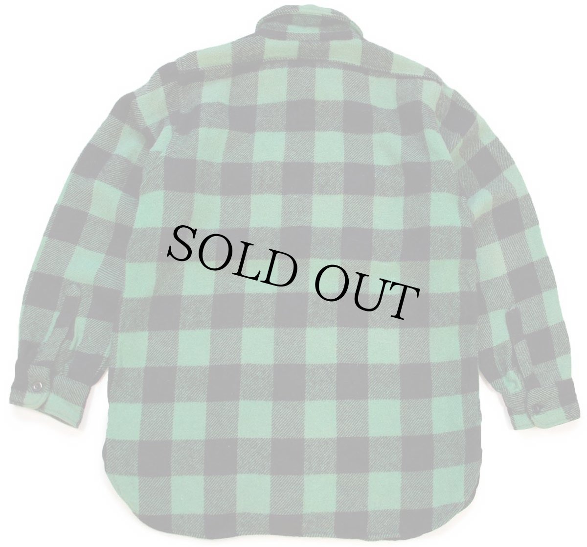 画像2: 60s WINTER KING バッファローチェック マチ付き ウールシャツ 緑×黒 (2)