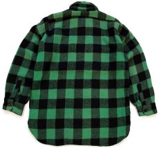 画像2: 60s WINTER KING バッファローチェック マチ付き ウールシャツ 緑×黒 (2)