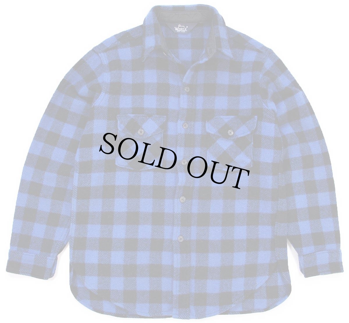 画像1: 80s Woolrichウールリッチ バッファローチェック ウールシャツ 青×黒 (1)