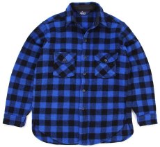 画像1: 80s Woolrichウールリッチ バッファローチェック ウールシャツ 青×黒 (1)