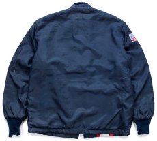 画像2: 70s American Airlines ボーイング767 飛行機 パッチ付き スタンドカラー ボアライナー ナイロンジャケット ボロ 紺 (2)