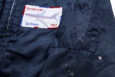 画像7: 70s American Airlines ボーイング767 飛行機 パッチ付き スタンドカラー ボアライナー ナイロンジャケット ボロ 紺 (7)