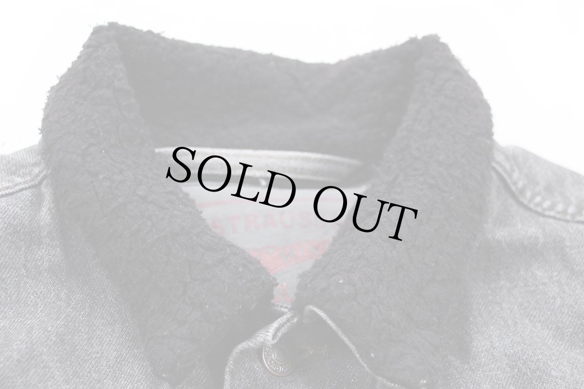 画像4: 00s Levi'sリーバイス ボアライナー 先染め ブラック デニムジャケット 4ポケット 特大★ユーロ (4)