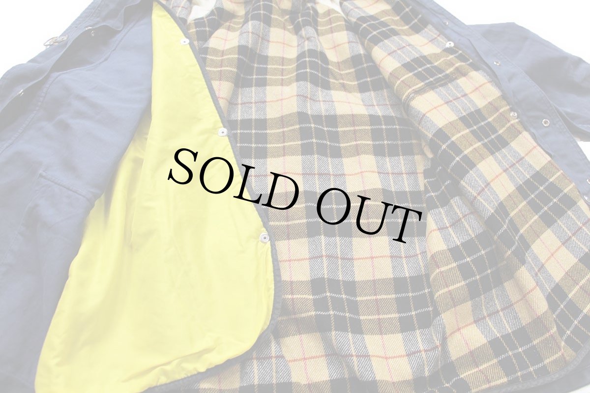 画像6: イタリア製 Fay チンスト&タータンチェック ウールライナー付き コットン キャンバス ファイヤーマンコート 薄紺 フェード L (6)