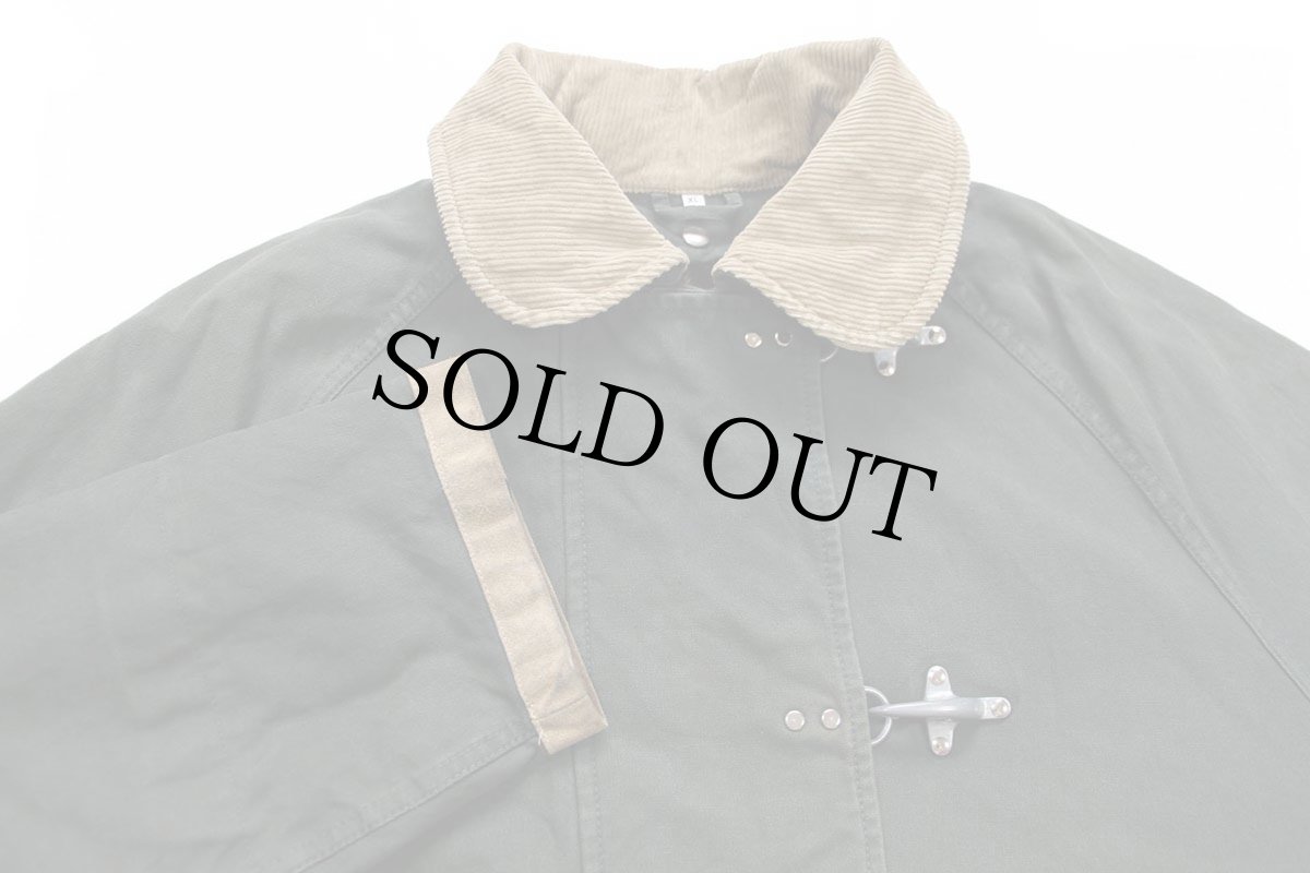 画像3: イタリア製 Fay チンスト&タータンチェック ウールライナー付き コットン キャンバス ファイヤーマンコート 緑 フェード XL (3)