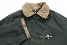 画像3: イタリア製 Fay チンスト&タータンチェック ウールライナー付き コットン キャンバス ファイヤーマンコート 緑 フェード XL (3)