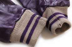 画像8: 60s UNKNOWN レタードパッチ付き メルトン ウール 袖革スタジャン グレー×紫 (8)