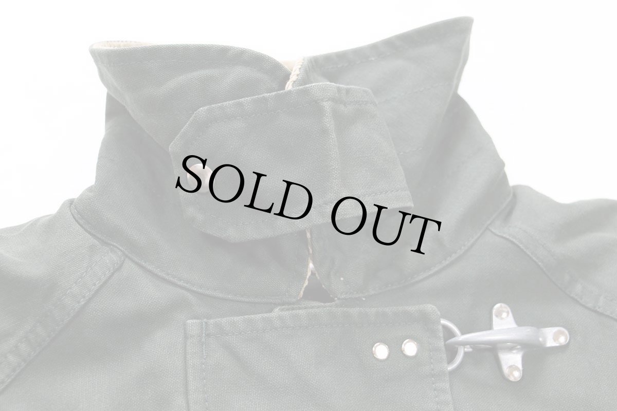 画像4: イタリア製 Fay チンスト&タータンチェック ウールライナー付き コットン キャンバス ファイヤーマンコート 緑 フェード XL (4)