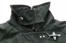 画像4: イタリア製 Fay チンスト&タータンチェック ウールライナー付き コットン キャンバス ファイヤーマンコート 緑 フェード XL (4)