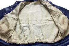 画像5: 60s HOWE レタードパッチ付き メルトン ウール 袖革スタジャン 薄紺×紺 (5)