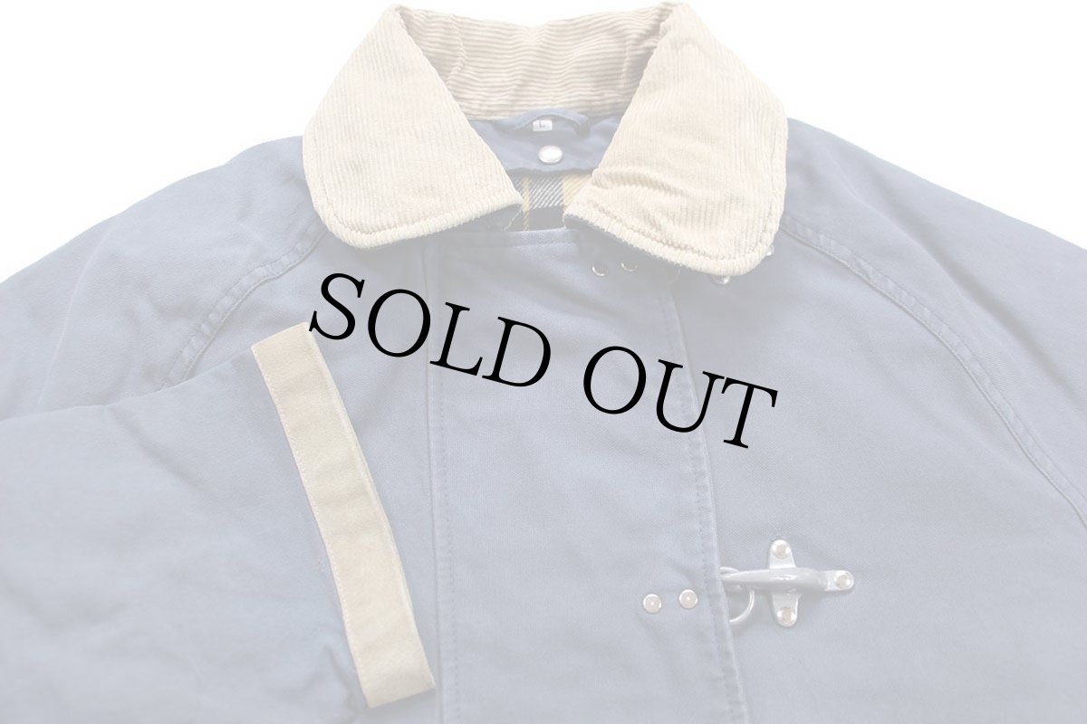 画像3: イタリア製 Fay チンスト&タータンチェック ウールライナー付き コットン キャンバス ファイヤーマンコート 薄紺 フェード L (3)