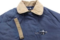 画像3: イタリア製 Fay チンスト&タータンチェック ウールライナー付き コットン キャンバス ファイヤーマンコート 薄紺 フェード L (3)