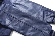 画像7: 60s HOWE レタードパッチ付き メルトン ウール 袖革スタジャン 薄紺×紺 (7)