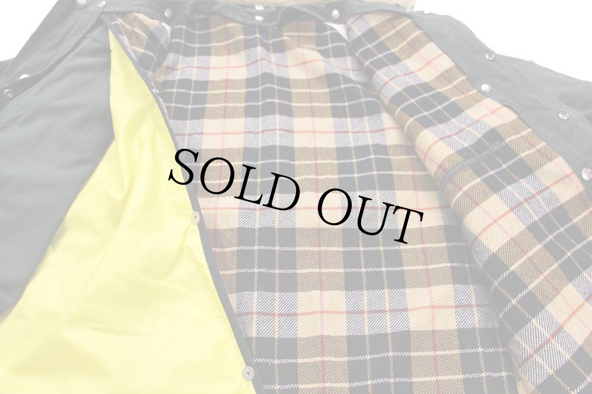 画像6: イタリア製 Fay チンスト&タータンチェック ウールライナー付き コットン キャンバス ファイヤーマンコート 緑 フェード XL (6)