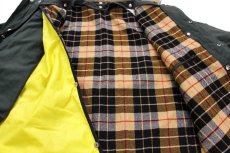 画像6: イタリア製 Fay チンスト&タータンチェック ウールライナー付き コットン キャンバス ファイヤーマンコート 緑 フェード XL (6)
