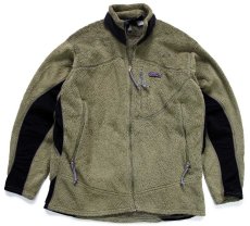 画像1: 訳あり★00s USA製 patagoniaパタゴニア R2 POLARTEC フリースジャケット フィールドグリーン M★刺繍ロゴ (1)