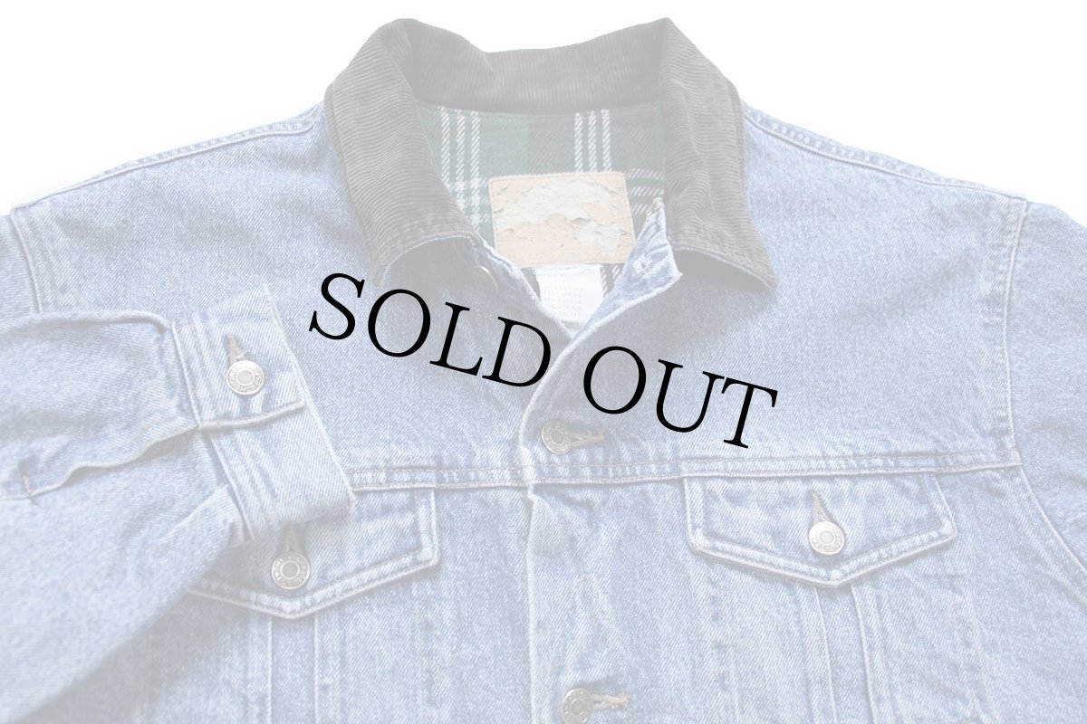 画像3: 90s GAPギャップ チェック ネルライナー デニムジャケット 4ポケット M (3)